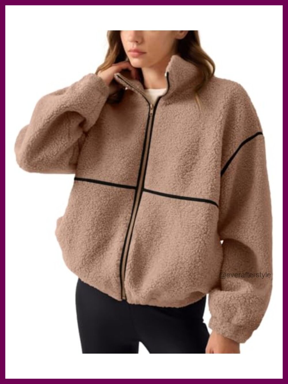 Sherpa Fleece Jacket Full Zip Up Sweatshirt Winter Warm Loose Fit Women